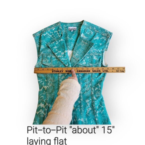 GANNI Denim Mini Blazer Dress Organic Cotton XS Romantic Girly - Picture 8 of 13